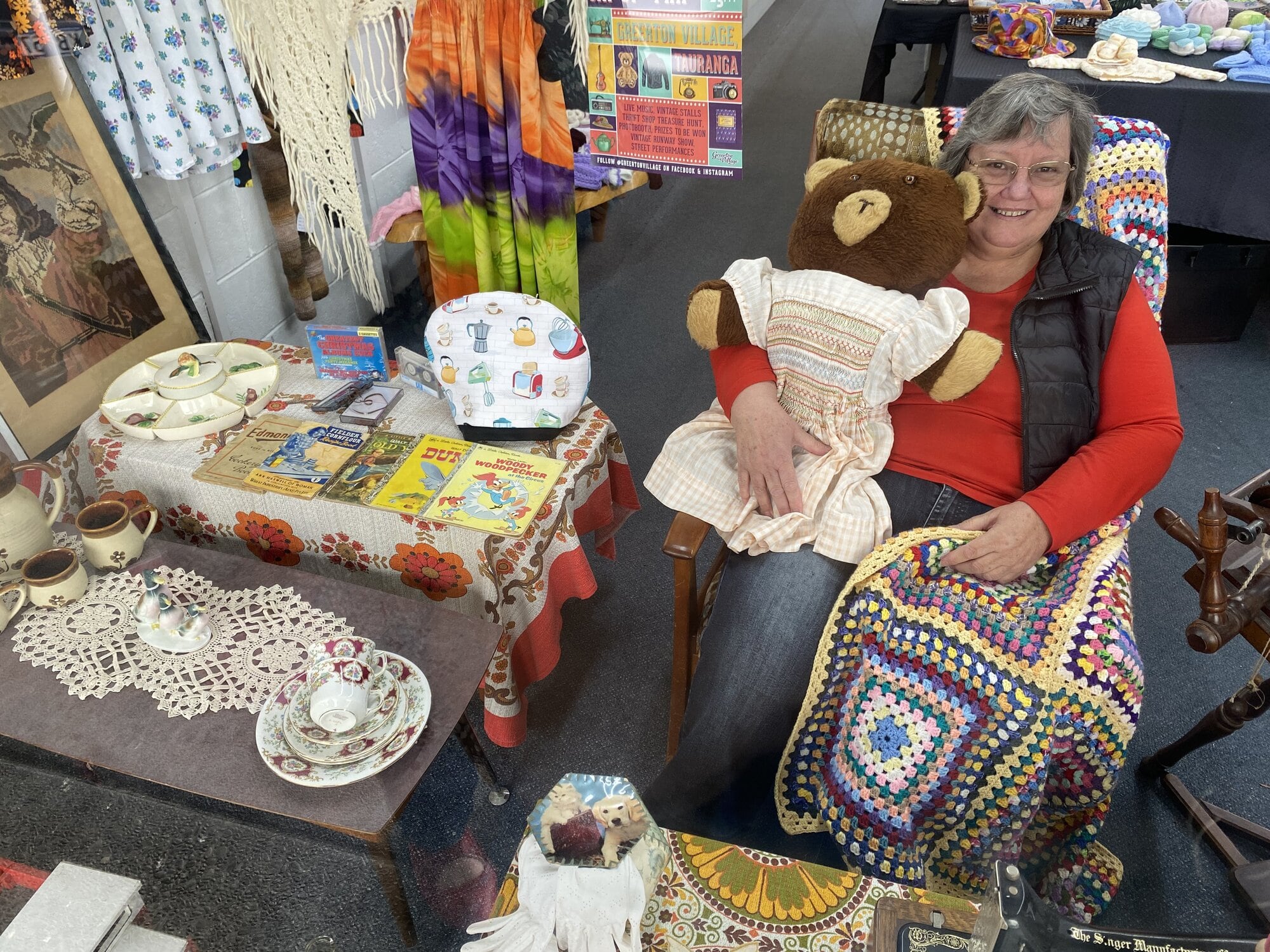 Robyn Parker at Robyn’s Cottage with personal items displayed in the window. Photo/Rosalie Liddle Crawford.