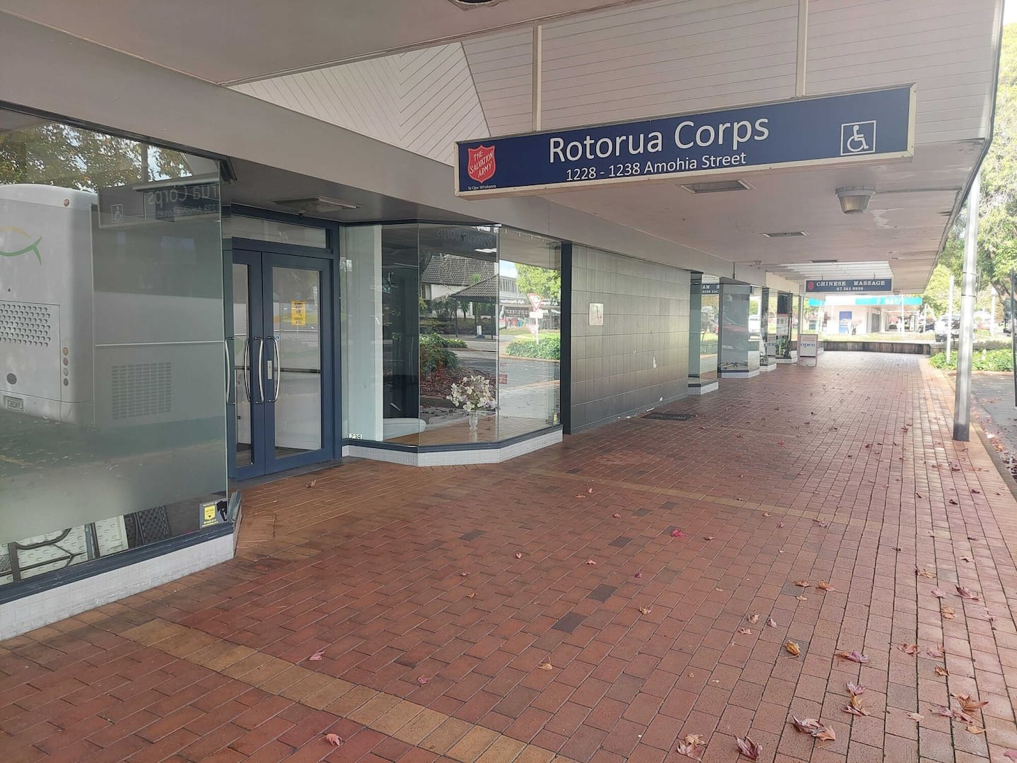 The area outside the Salvation Army on Amohia St after authorities cleared it. Photo / Ben Fraser
