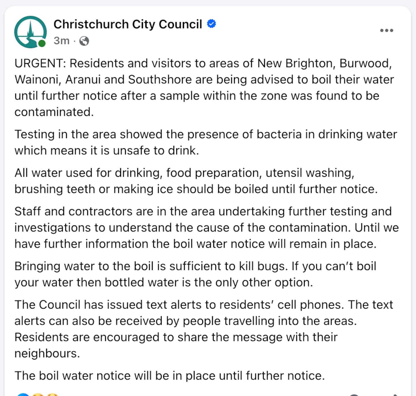 Hundreds of people have received an alert to their phone about the situation and the council has posted information online.