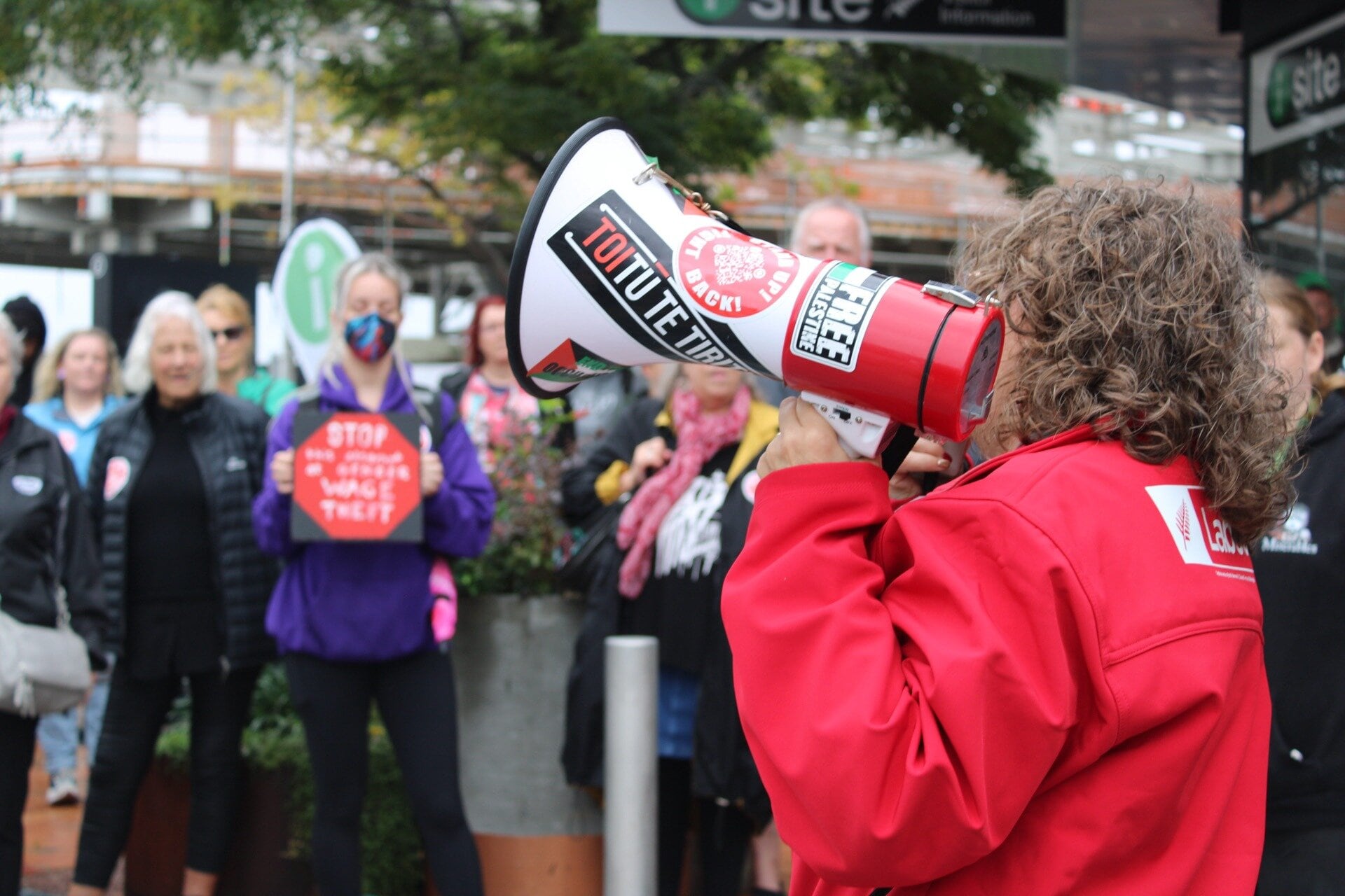 Labour Party list member Jan Tinetti led the protest in Tauranga. Photo / Ayla Yeoman