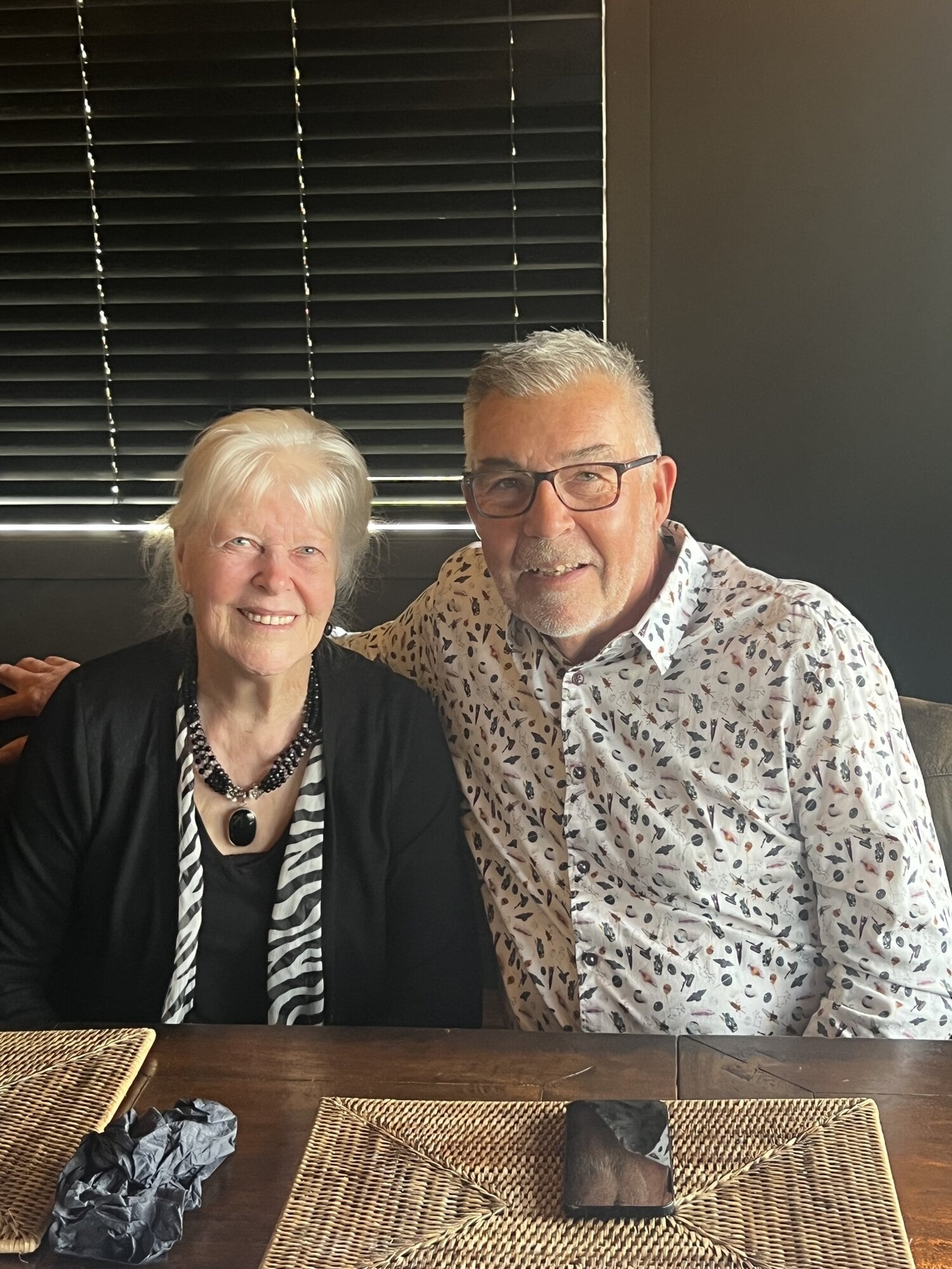 Leonie Sweeney – nee Miss Flood, Room 5 teacher of 1963 – with past student, retired Tauranga businessman Roger Craw. Photo / Supplied