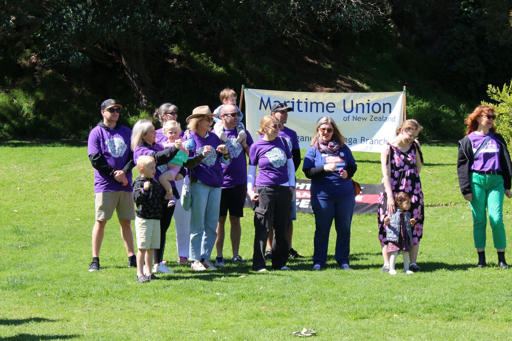 Protestors gathered for pay equity at Mount Drury on Saturday, September 20. Photo / Evie Thorne