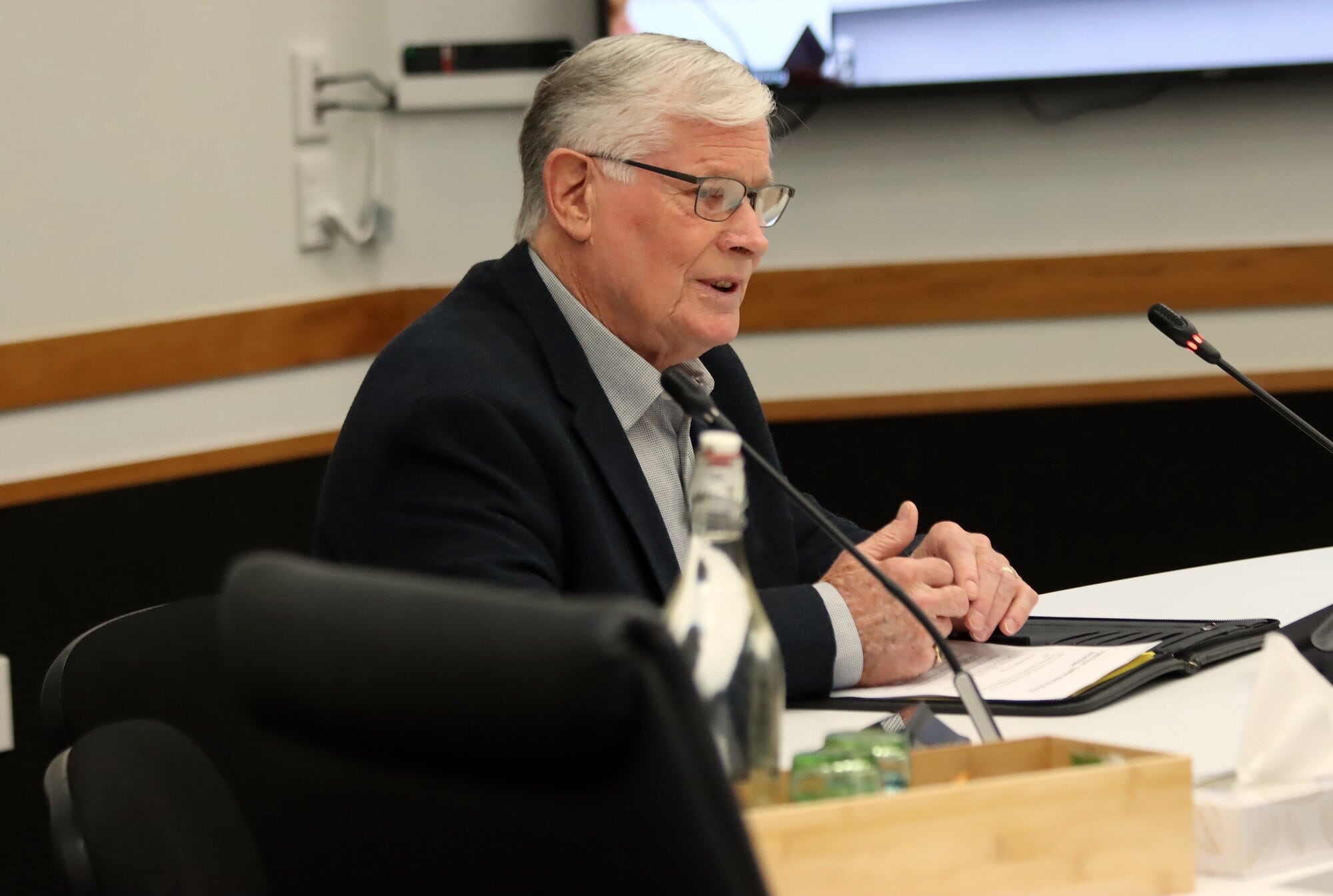 Former Western Bay Mayor Garry Webber at Thursday's Western Bay of Plenty District Council meeting. Photo / Alisha Evans