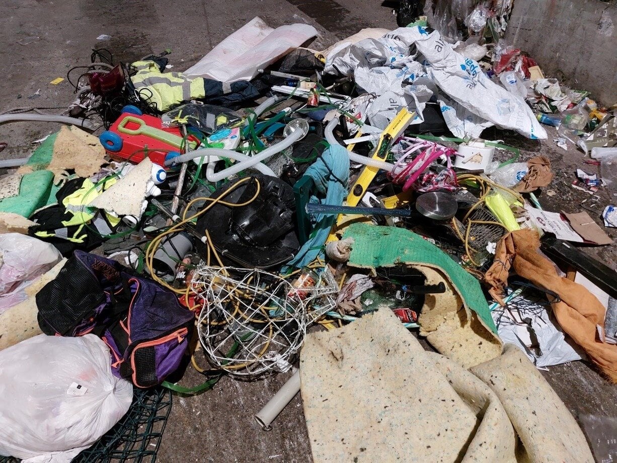  Unrecyclable items dumped at the Tauranga Material Recovery Facility from Whakatāne kerbside bins. Photo / Supplied