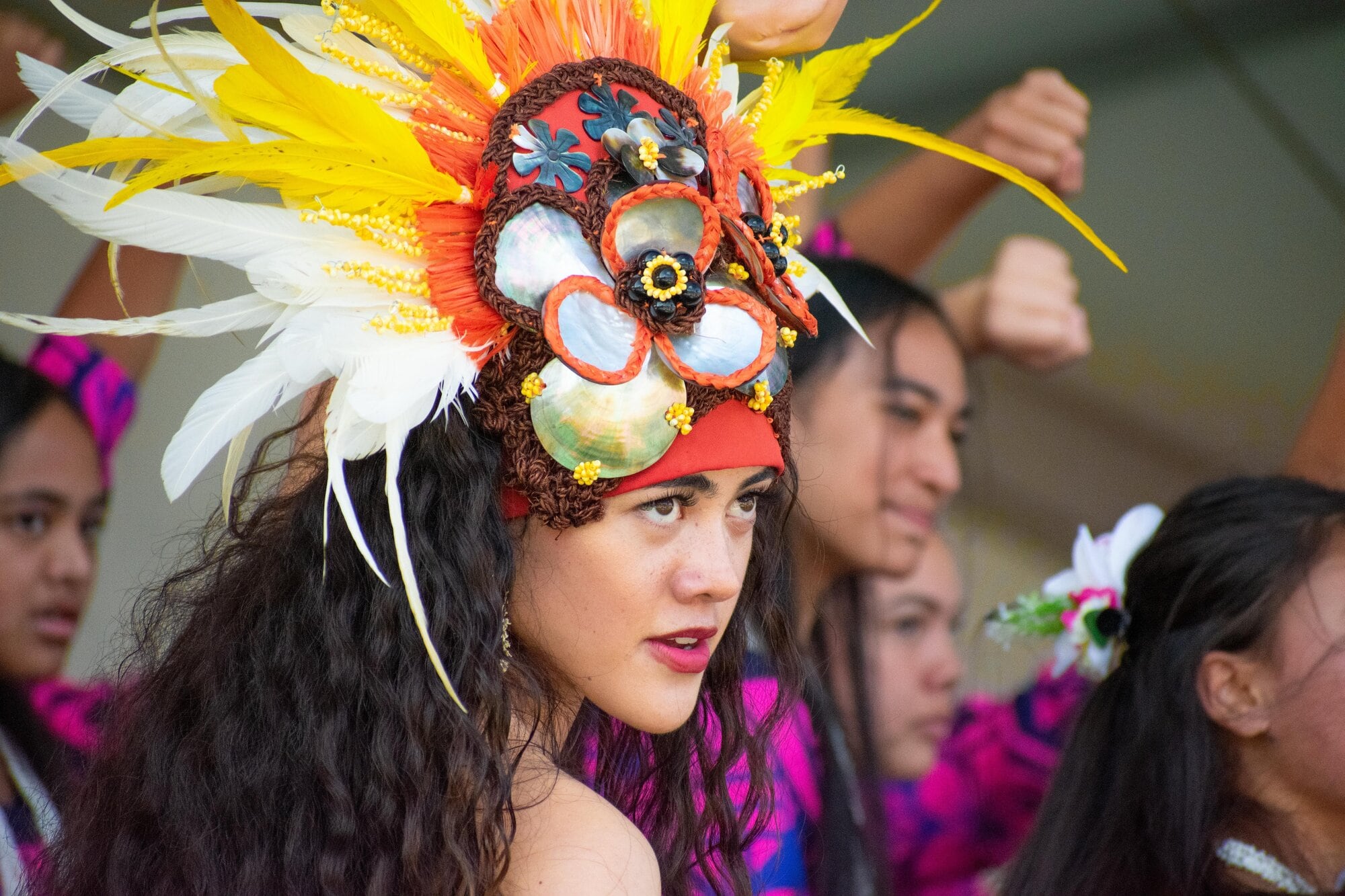 A close-up look at one of the many traditional headpieces you can expect to see on the Cook Islands stage.  Auckland Girls Grammar Cook Island Group 2023. Photo / Thomas Wandstraat