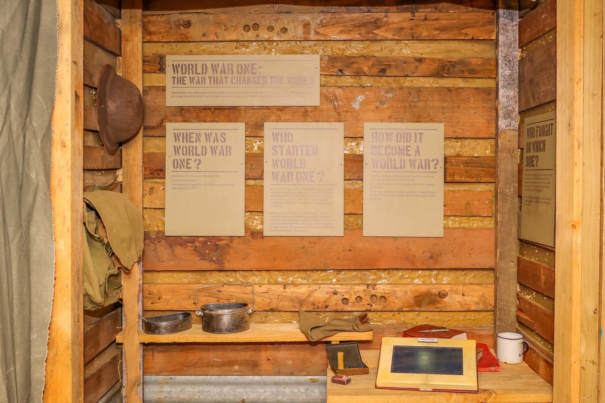  A reconstructed trench at the museum, displaying the stories of five unexpected war heroes via hologram illusion. Photo / Kelly O&rsquo;Hara