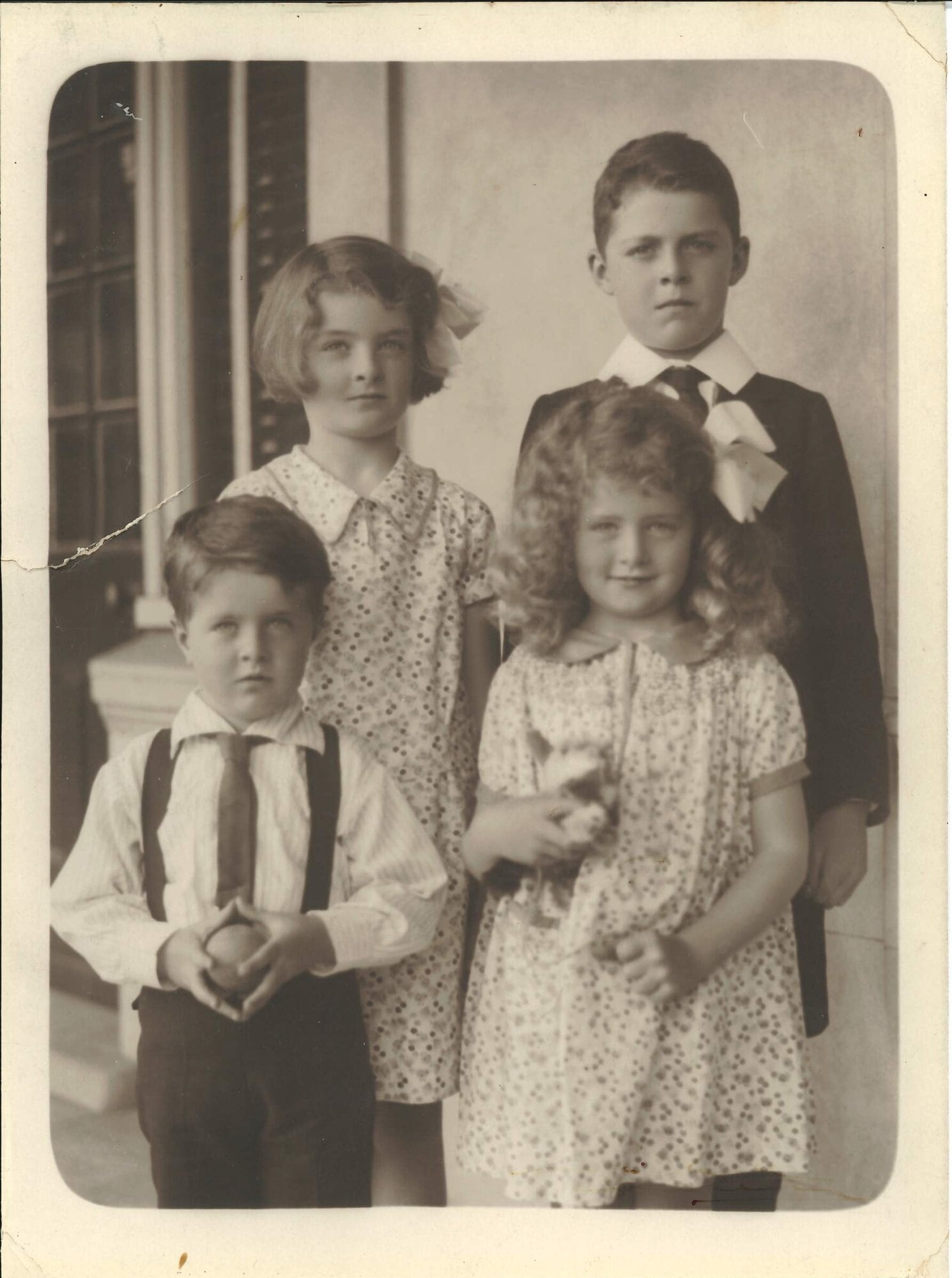 Treve Mitchell (nee Larner), front right, pictured with her siblings. Photo / Supplied