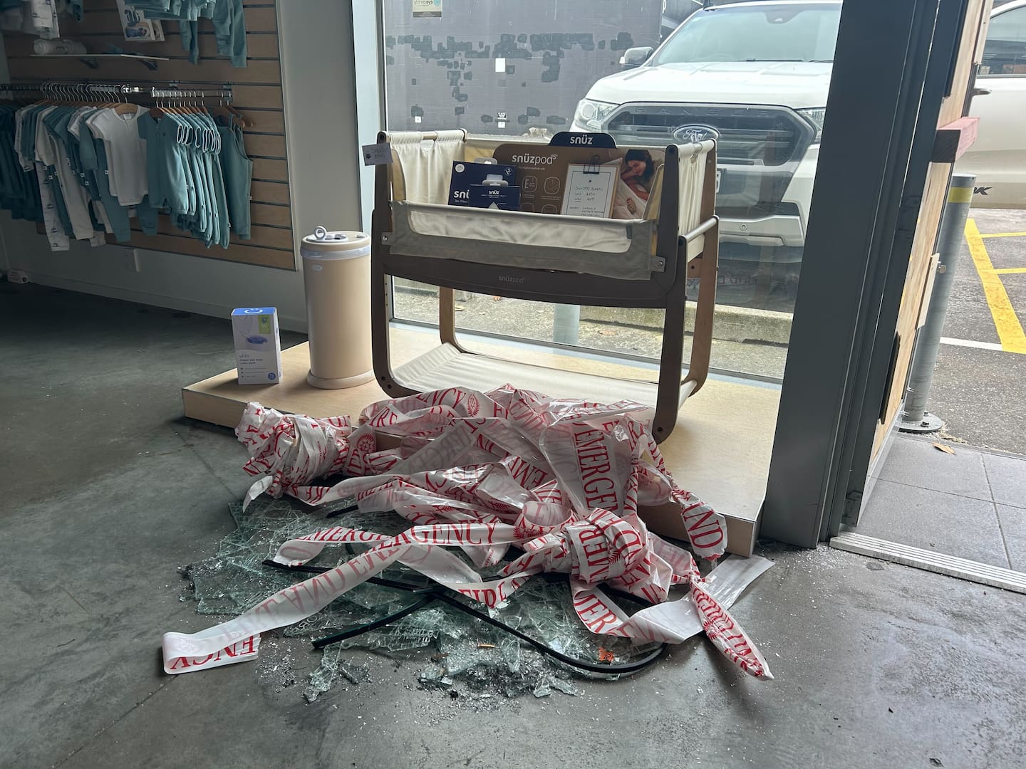 The interior fire damage to the Dimples Newmarket store was contained, but smoke damage was extensive. Photo / Jaime Lyth