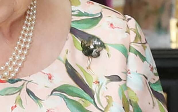 The brooch gifted by the Obamas to the Queen. Photo / Getty Images