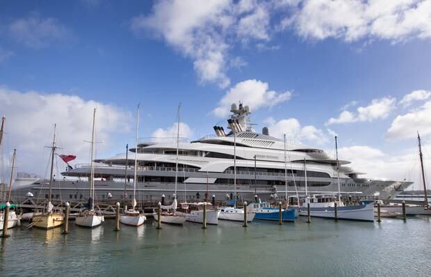 The superyacht Ocean Victory docks at the Wynyard Quarter wharf in Auckland's Waitemata Harbour in 2015. Photo / File