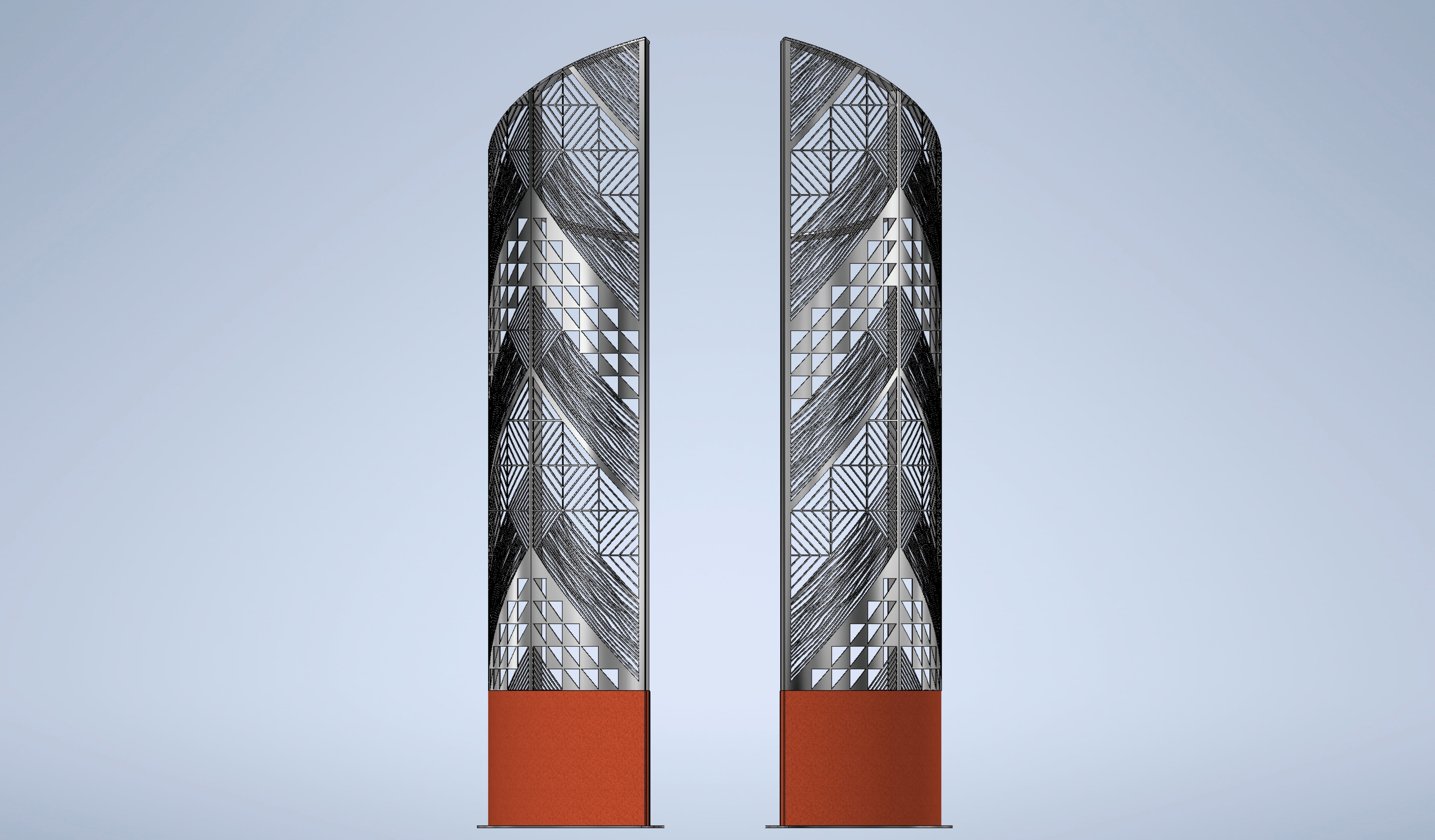 A render of the 7m tall sculpture that will stand in Tauranga's Red Square. Image / Supplied