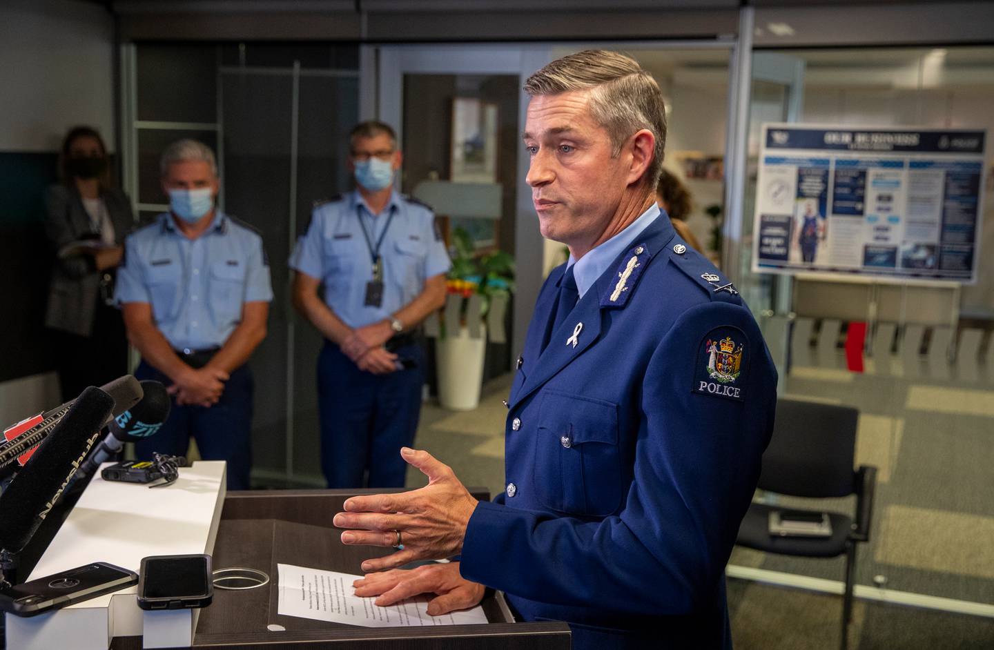 Police Commissioner Andrew Coster at a media conference in Wellington, where he warned protesters to move their vehicles from around Parliament. Photo / Mark Mitchell