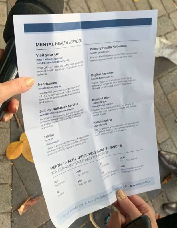 This is the welfare document given to everyone on board the Ovation of the Seas after the White Island disaster. Photo / News.com.au