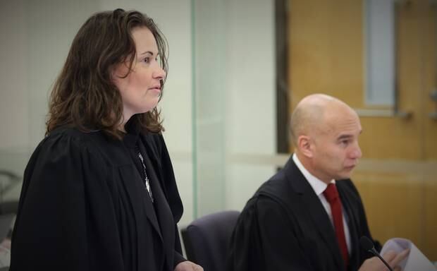 Emma Priest, pictured next to co-counsel John Munro during the trial, earlier said the Crown had 