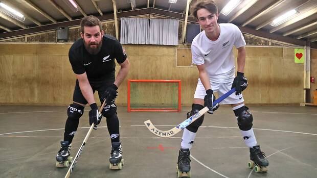 Whanganui athletes Dean Fitness, left, and Jimi Blinkhorne will fly the River City flag with the New Zealand Roller Hockey team at the World Roller Games in Spain next month.