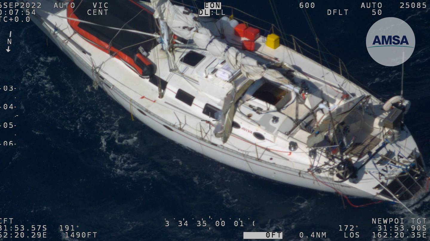 A rescue mission to retrieve two crew members from their damaged boat in the Tasman Sea was succesful. Photo / Supplied