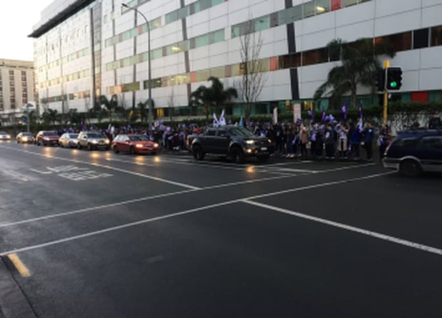The scene outside Auckland City Hospital.