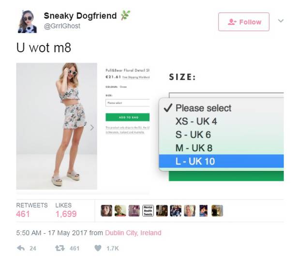Uk Retailer Pull Bear Branded A Disgrace For Classing Size 10 As A Large Nz Herald