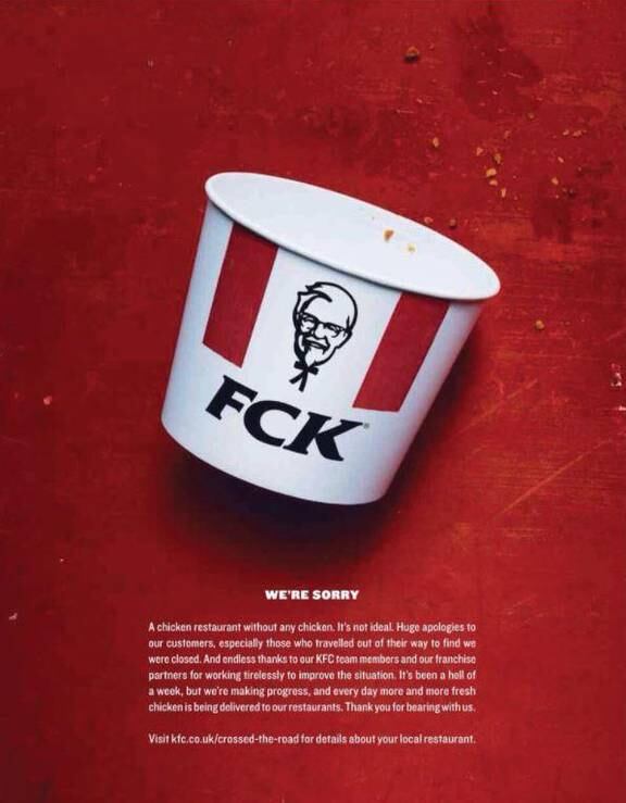 KFC issues hilarious 'sorry advert' after UK chicken shortage - NZ Herald