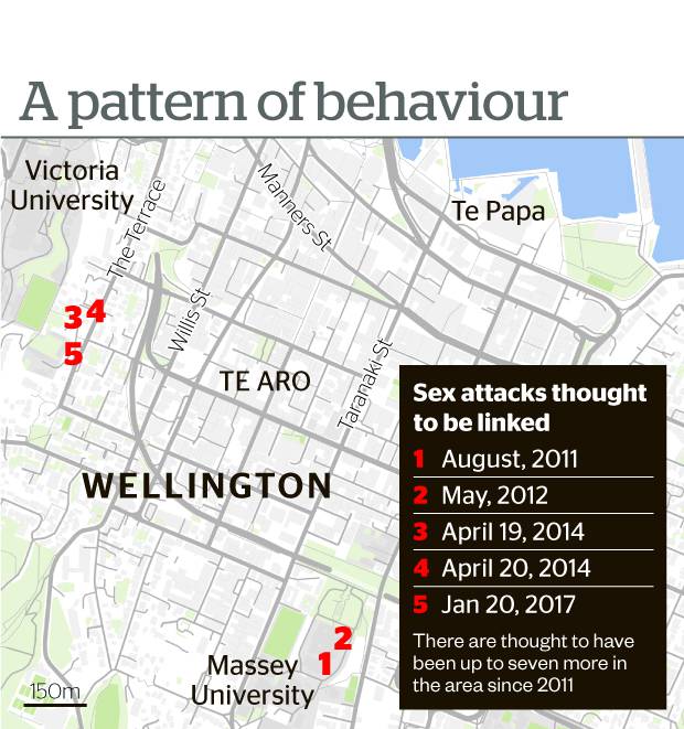 Up to 12 attacks are thought to be linked to the same offender - including five near Massey and Victoria universities.