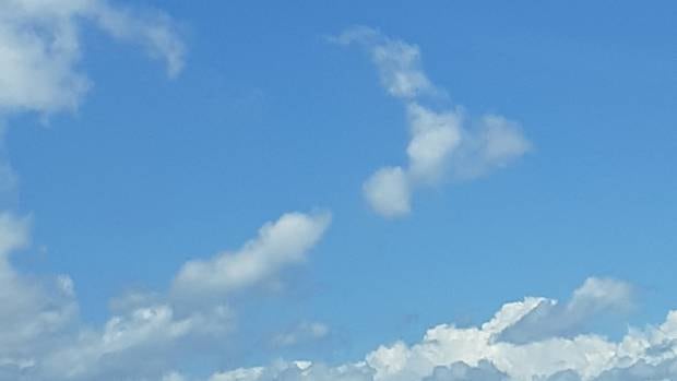 Ari Jeory snapped a picture of an Aotearoa-shaped cloud at Ōpōtiki. Photo / Supplied