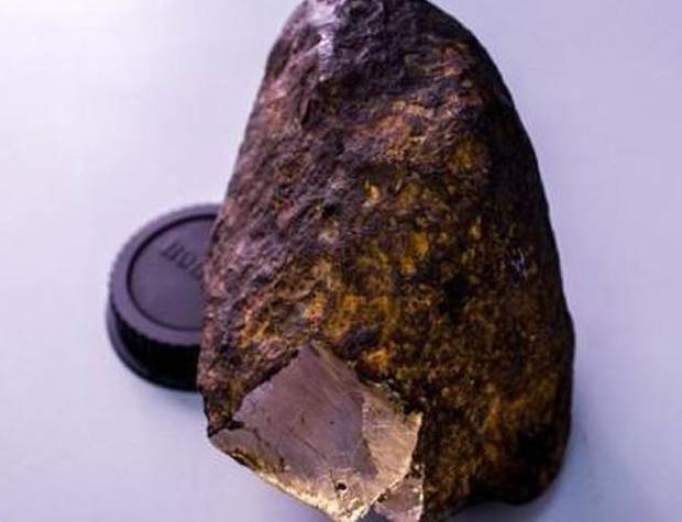 The meteorite found in the Siberian region of Uakit. It has been found to contain a hard, never-before-seen, mineral. Photo / Supplied