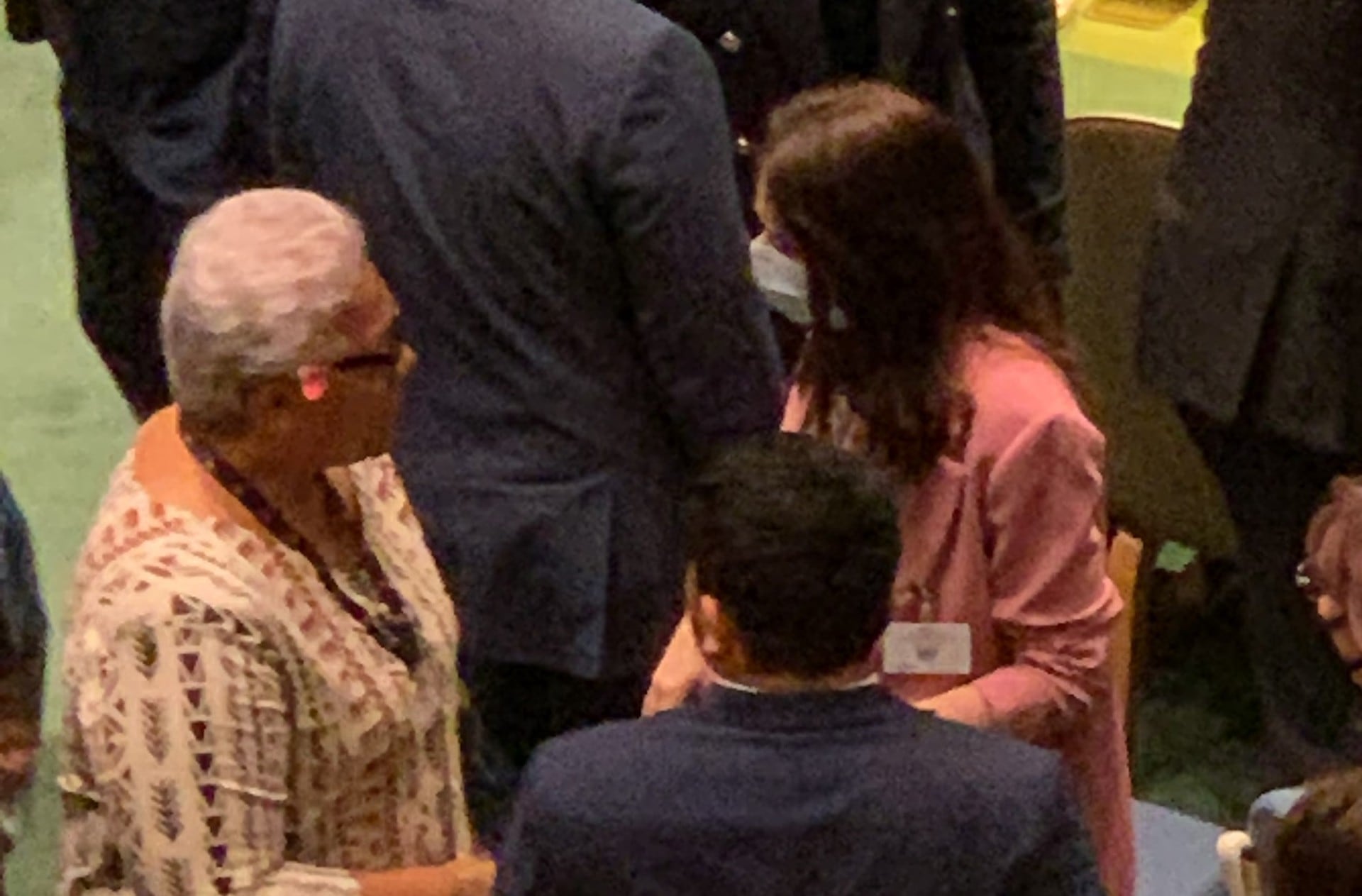 Samoan Prime Minister Fiamē Naomi Mataʻafa and Prime Minister Jacinda Ardern on the floor of the General Assembly. Photo / Thomas Coughlan