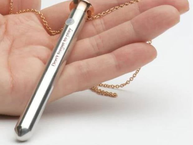 The sex toy the woman had been using disguises itself as a necklace. 